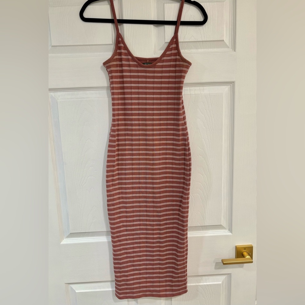 Striped Brown Sleeveless Dress